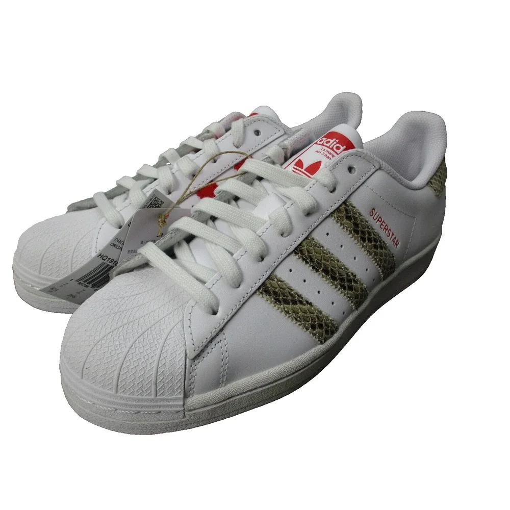 Adidas Originals Superstar White/Scarlet/Snakeprint Womens Sz 8.5